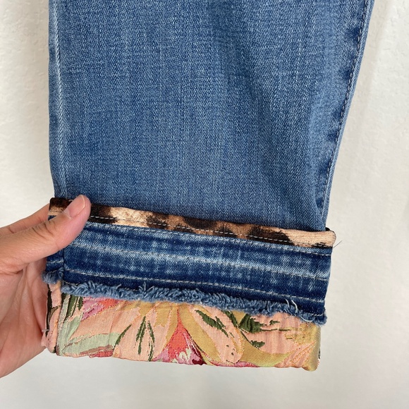 Chico's Jeans So Slimming Girlfriend Slim Leg Ankle Blue Patchwork - Picture 3 of 15